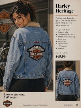 Vintage Harley-Davidson Women's Light Wash Denim Jean Jacket
